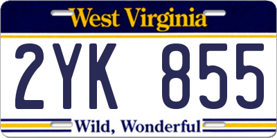 WV license plate 2YK855