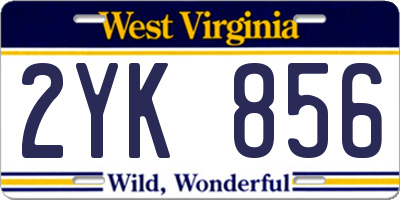 WV license plate 2YK856