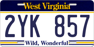 WV license plate 2YK857