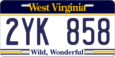 WV license plate 2YK858