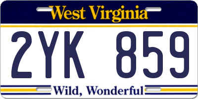 WV license plate 2YK859