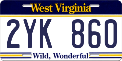 WV license plate 2YK860