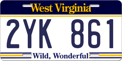 WV license plate 2YK861