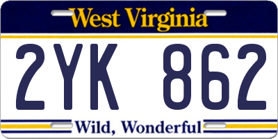 WV license plate 2YK862