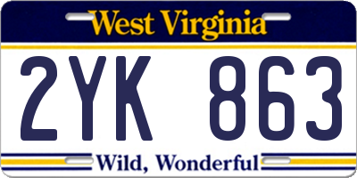 WV license plate 2YK863