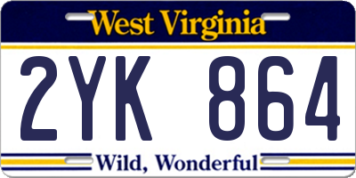 WV license plate 2YK864