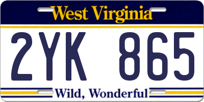 WV license plate 2YK865