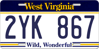 WV license plate 2YK867