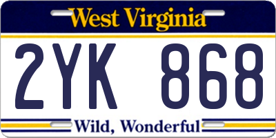 WV license plate 2YK868