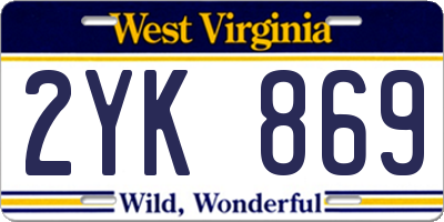 WV license plate 2YK869