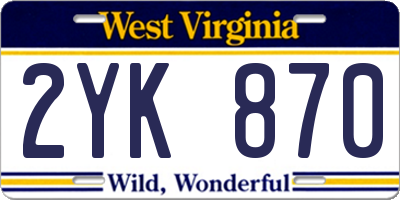 WV license plate 2YK870