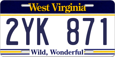 WV license plate 2YK871