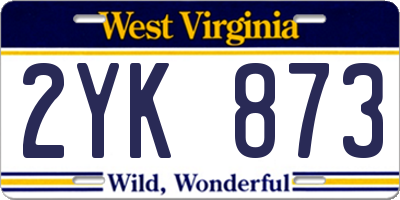 WV license plate 2YK873