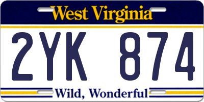 WV license plate 2YK874