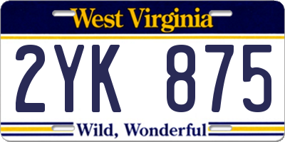 WV license plate 2YK875