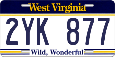 WV license plate 2YK877