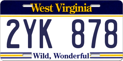 WV license plate 2YK878
