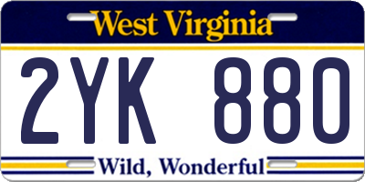 WV license plate 2YK880