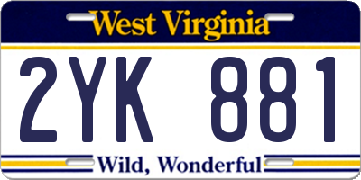 WV license plate 2YK881