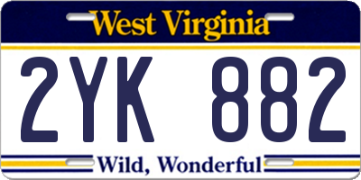 WV license plate 2YK882
