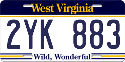 WV license plate 2YK883