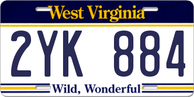 WV license plate 2YK884