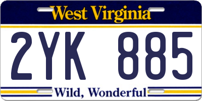 WV license plate 2YK885