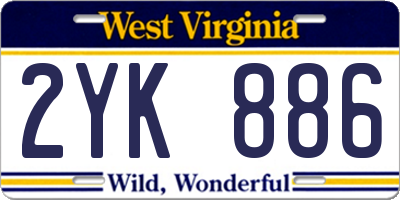 WV license plate 2YK886