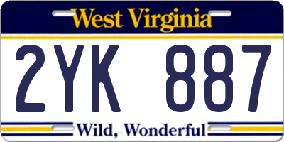 WV license plate 2YK887