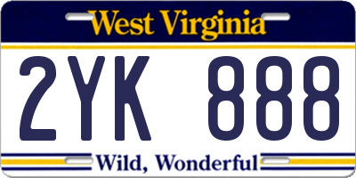 WV license plate 2YK888
