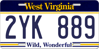 WV license plate 2YK889