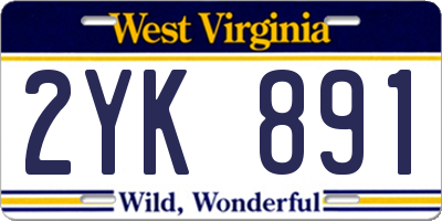 WV license plate 2YK891