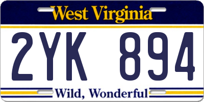 WV license plate 2YK894