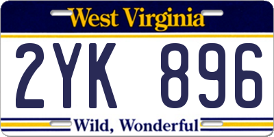 WV license plate 2YK896