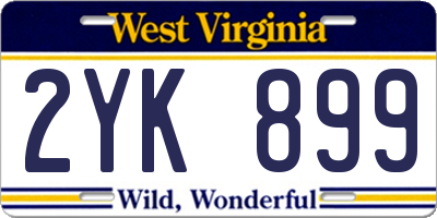 WV license plate 2YK899