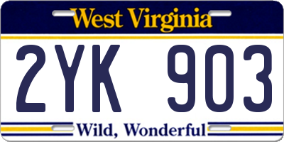 WV license plate 2YK903