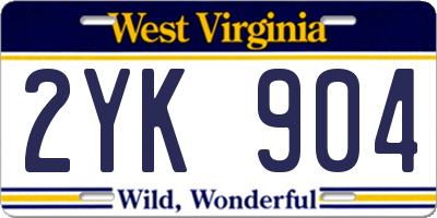 WV license plate 2YK904