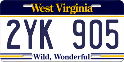 WV license plate 2YK905