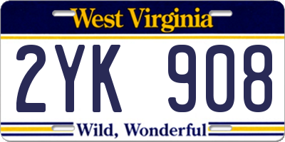 WV license plate 2YK908