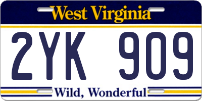WV license plate 2YK909