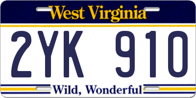 WV license plate 2YK910