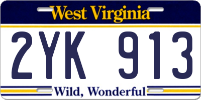 WV license plate 2YK913