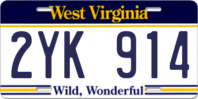 WV license plate 2YK914