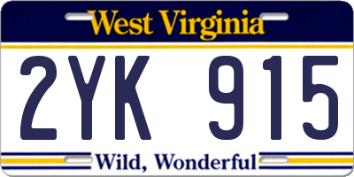 WV license plate 2YK915
