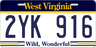 WV license plate 2YK916