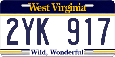 WV license plate 2YK917