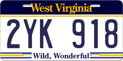 WV license plate 2YK918