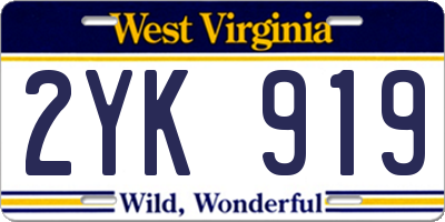 WV license plate 2YK919