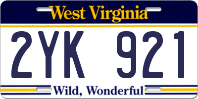 WV license plate 2YK921