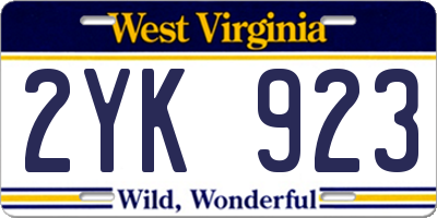 WV license plate 2YK923